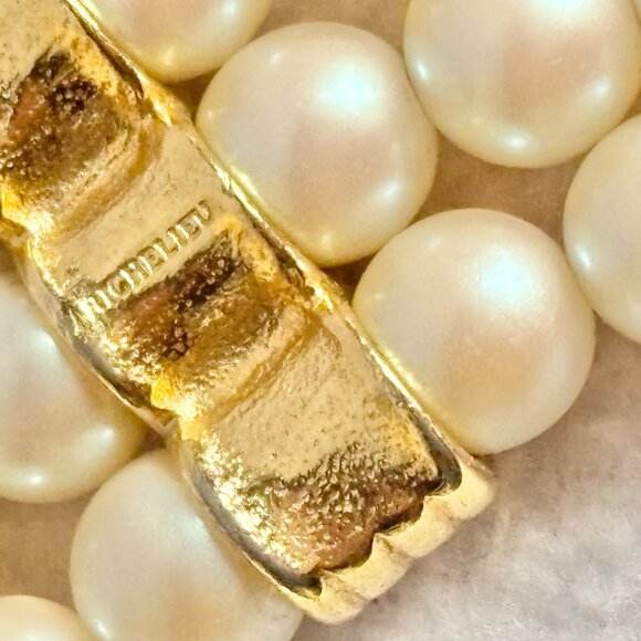 3-Strand Faux Pearl Necklace with Gold Tone Accents - Picture 5 of 6